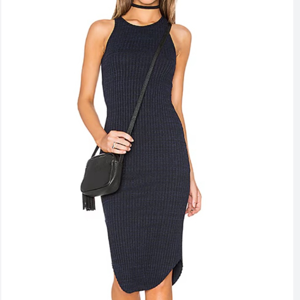 MONROW stretch rib midi dress